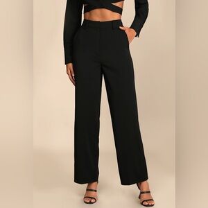 *LULUS* Black High Waisted Wide Leg Trouser Dress Pants Size Small